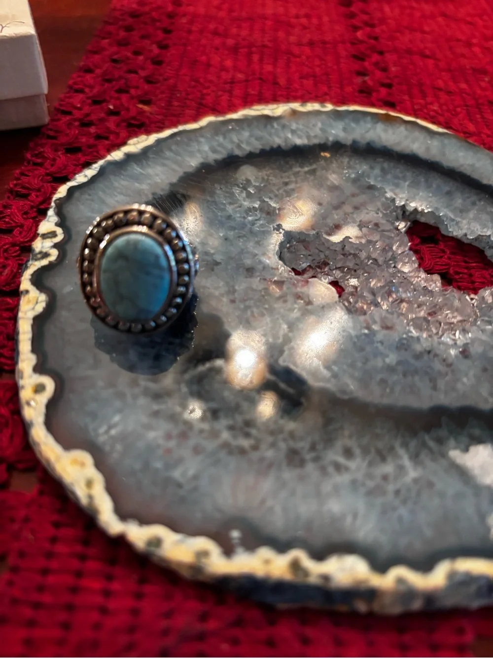 Sterling Silver Turquoise Oval Statement Ring - Blue Green